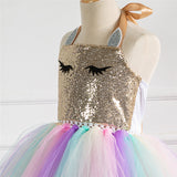 Kid Girls Unicorn Cosplay Halloween Birthday Party Carnival Dress