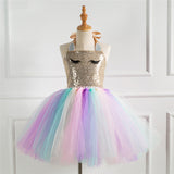 Kid Girls Unicorn Cosplay Halloween Birthday Party Carnival Dress