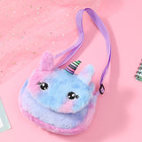 Kids Girl Unicorn Plush Bags  Shoulder Animals Buckle Bag