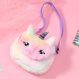 Kids Girl Unicorn Plush Bags  Shoulder Animals Buckle Bag