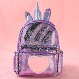 Kids Girls Unicorn Cute Sequins Backpack School Bags