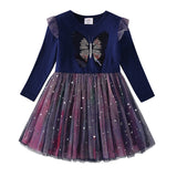 Kinder Mädchen Herbstkleid Schmetterling Pailletten Blumenkleider 2-8 Jahre