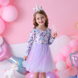 Girls Elegant Tutu Dress Long Sleeve Princess Vestidos Party Dresses 2-8 Years
