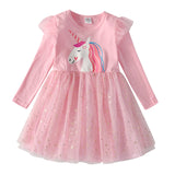 Kid Baby Girls Autumn Casual Long Sleeve Unicorn Princess Dresses