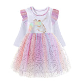 Kid Baby Girls Autumn Casual Long Sleeve Unicorn Princess Dresses