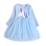 Kid Baby Girls Autumn Casual Long Sleeve Unicorn Princess Dresses