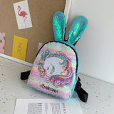 Girls Sequins Unicorn Backpack School Bag Shining Daypack