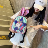 Girls Sequins Unicorn Backpack School Bag Shining Daypack