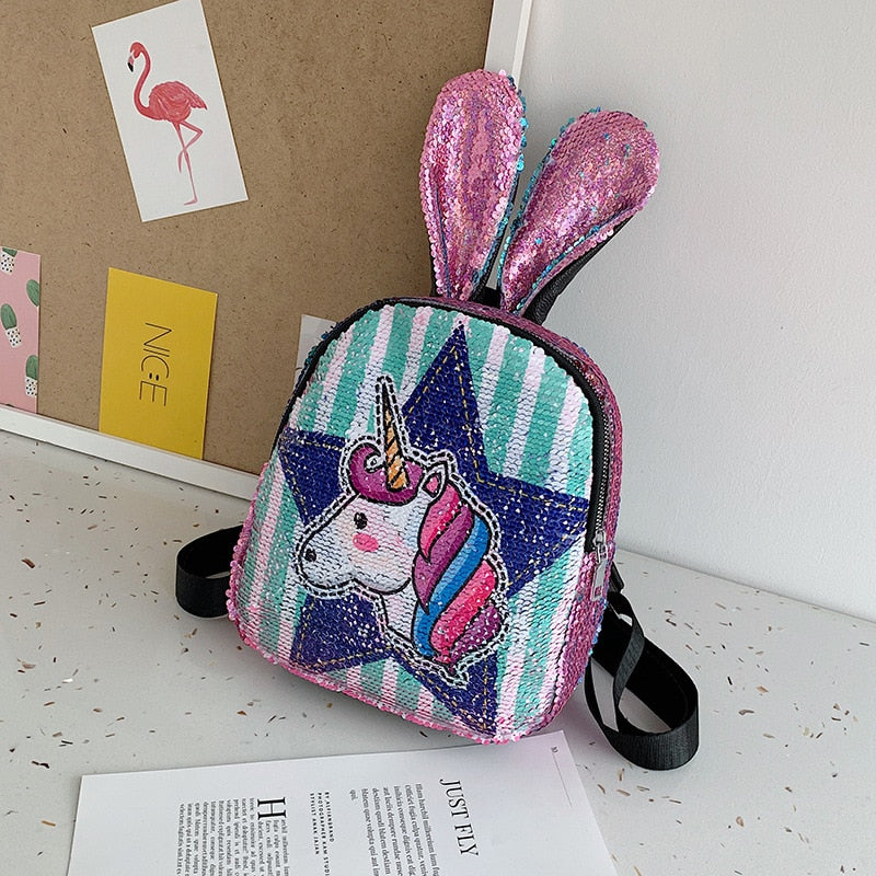 Girls Sequins Unicorn Backpack School Bag Shining Daypack