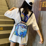 Girls Sequins Unicorn Backpack School Bag Shining Daypack