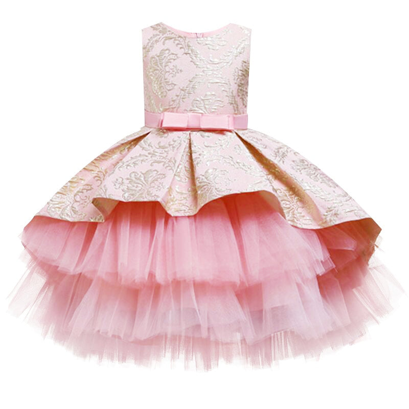 Kid Baby Girls Vintage Wedding Ceremony Red Flower Elegant Bridesmaid Dresses