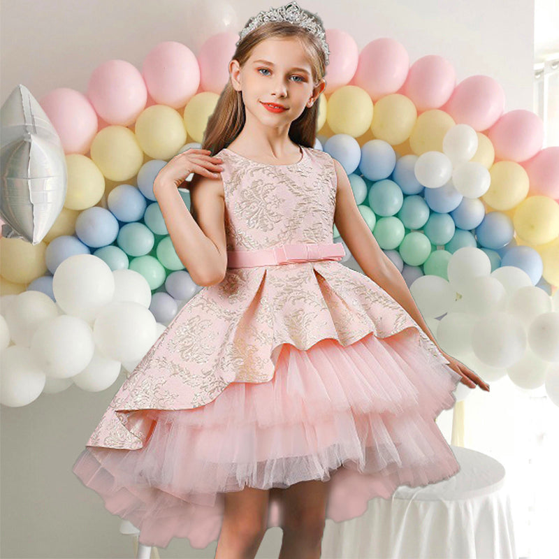 Kid Baby Girls Vintage Wedding Ceremony Red Flower Elegant Bridesmaid Dresses