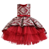 Kid Baby Girls Vintage Wedding Ceremony Red Flower Elegant Bridesmaid Dresses