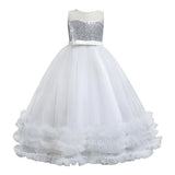 Kid Girls Princess Elegant Party Wedding Formal Bridesmaid Sequins Dress