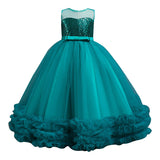 Kid Girls Princess Elegant Party Wedding Formal Bridesmaid Sequins Dress