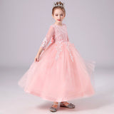 Kid Girl Princess White Lace Bridesmaid Embroidery Birthday Party Dresses