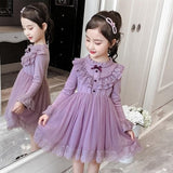 Girls Winter Autumn Dress Mesh Ruffle Party Flower Dresses 3-10 Years