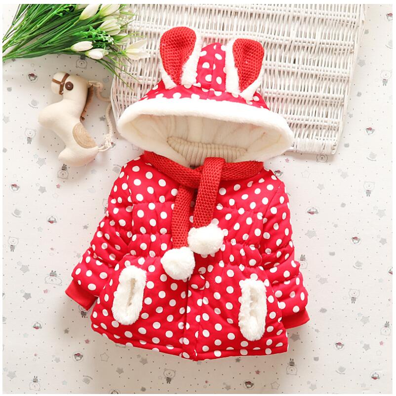 Baby Girl Outerwear Winter Cute Rabbit Jacket Thick Cotton-Padded Coat