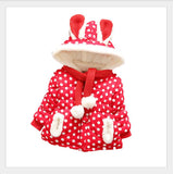 Baby Girl Outerwear Winter Cute Rabbit Jacket Thick Cotton-Padded Coat