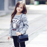 Girl Winter Cute Sweater Cartoon Cute Owl Sweater 6-14 Years
