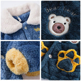 Kid Baby Girls Winter Pajamas Set Plus Velvet  Warm Flannel Thicken Sleepwear