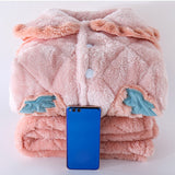 Kid Baby Girls Winter Pajamas Set Plus Velvet  Warm Flannel Thicken Sleepwear