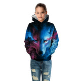 Kid Boy Girl Ice Fire Wolf Pullover Hoodie Casual Sportswear