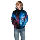Kid Boy Girl Ice Fire Wolf Pullover Hoodie Casual Sportswear