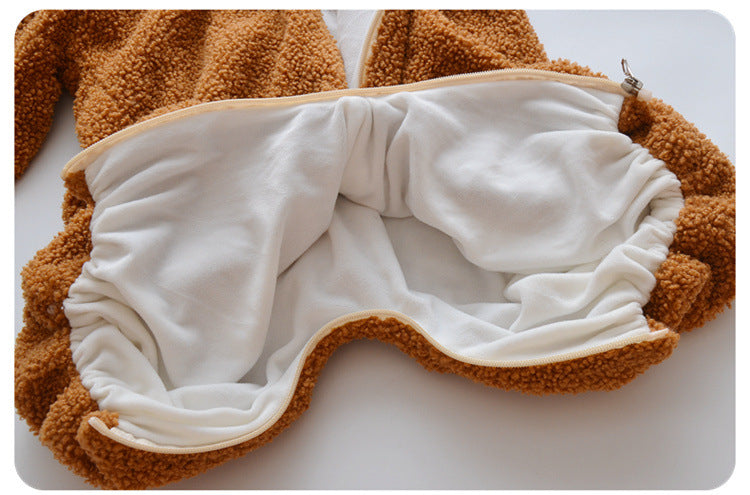 Baby Boy Warm Hazel Baby Onesie Plus Fleece Climbing Rompers