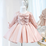 Kids Girl Flower Big Bow Evening Gowns Birthday Party Dresses