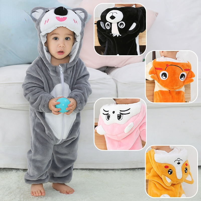 Baby Fleece Romper Cute Animal Pajamas