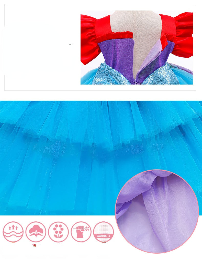 Kid Baby Girl Princess Mermaid Shell Tailing Birthday Dresses