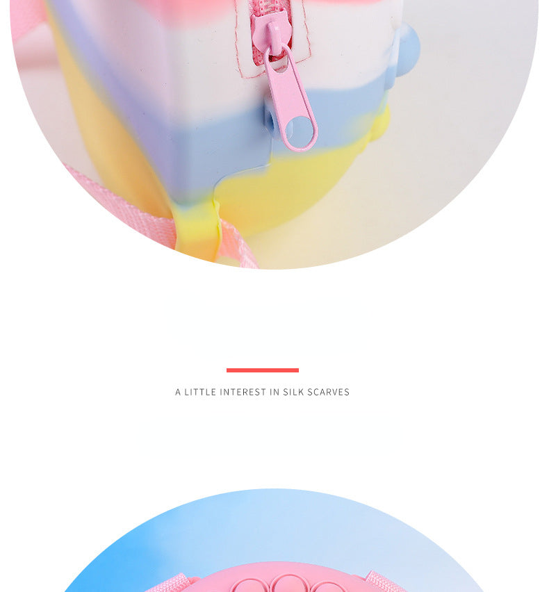 Kids Cartoon Backpack Change Purse Cute Doughnut Silicone Bag
