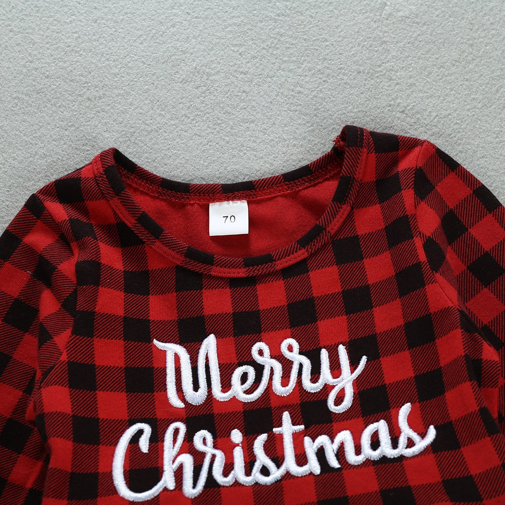 Kids Girls Christmas Dress Casual Long Sleeve Plaid Patchwork Dress