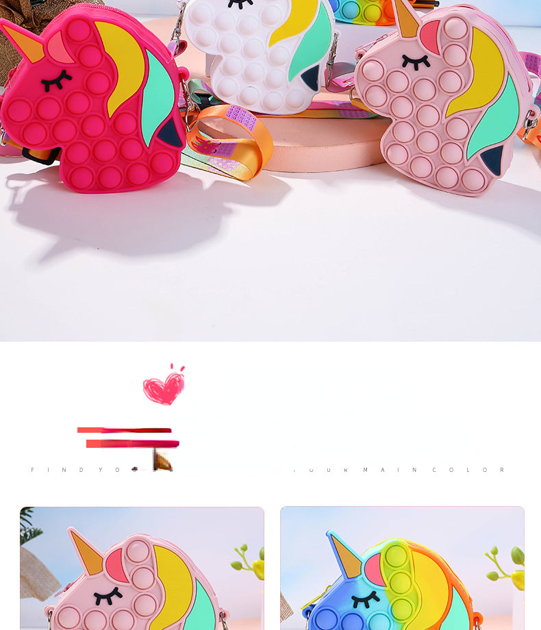 Kid Rat Exterminator Pressing Silicone Unicorn Horse Mini Cute Bag