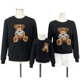 Family Matching Bear Embroidery Sweatshirt Pullover