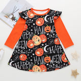 Girls Dress Long Sleeve Cartoon Halloween Print Costume 1-4 Years