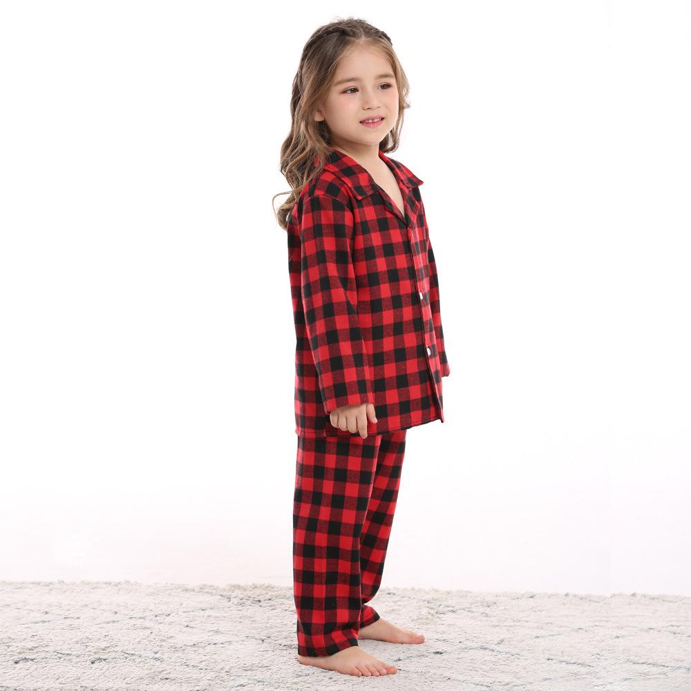 Boy Girl Christmas Homewear Pajamas Plaid 2 Pcs Set