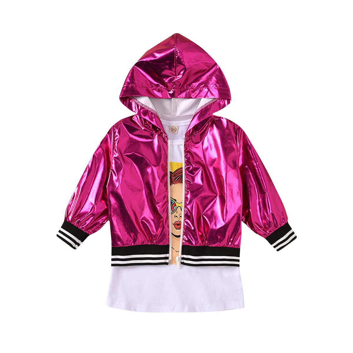 Girls Sets Autumn Full Sleeve Solid Hooded Tops+ Solid Coat 2pcs 1-8Years