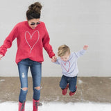 Family Matching Lovely Heart Print Long Sleeve T Shirts
