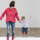 Family Matching Lovely Heart Print Long Sleeve T Shirts