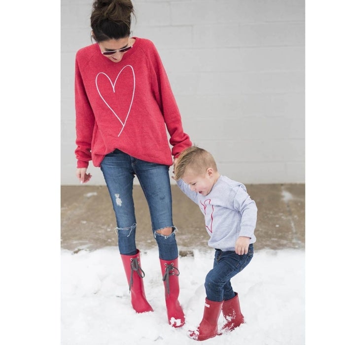 Family Matching Lovely Heart Print Long Sleeve T Shirts