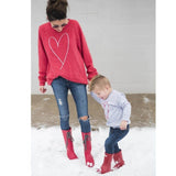 Family Matching Lovely Heart Print Long Sleeve T Shirts