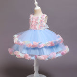Kid Baby Girl Tailed Princess Party Birthday Petal Cake Mesh Ceremony Dresses
