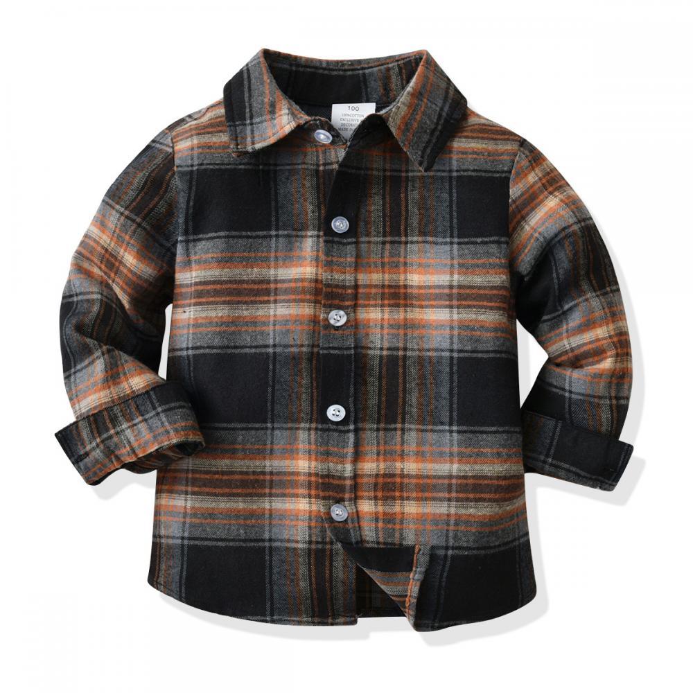 Kid Boys Long Sleeve Plaid Gentle Sets 2 Pcs