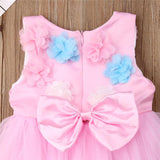 Girls 3D Flowers Princess Bow Ball Gown Summer Dresses
