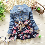 Baby Girl Denim Party Pageant Casual Flower Dress