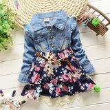 Baby Girl Denim Party Pageant Casual Flower Dress