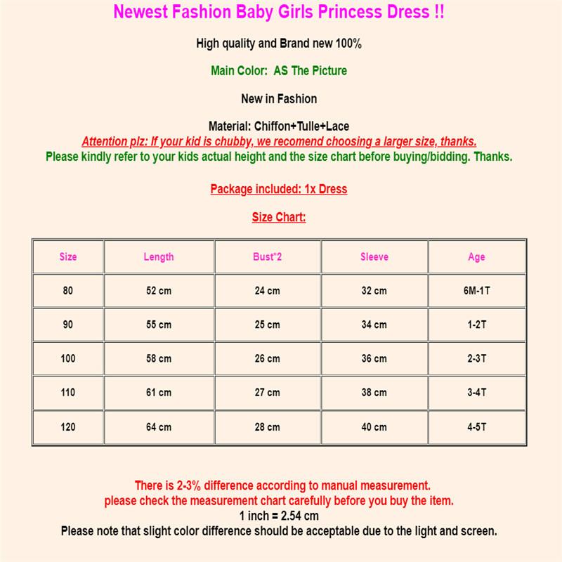 Baby Girls Party Flared Sleeve Lace Pageant Princess Dress 6M-5Y