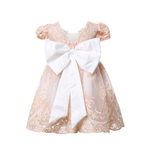 Baby Girl Embroidered Bowknot Party Dresses 6M-4T